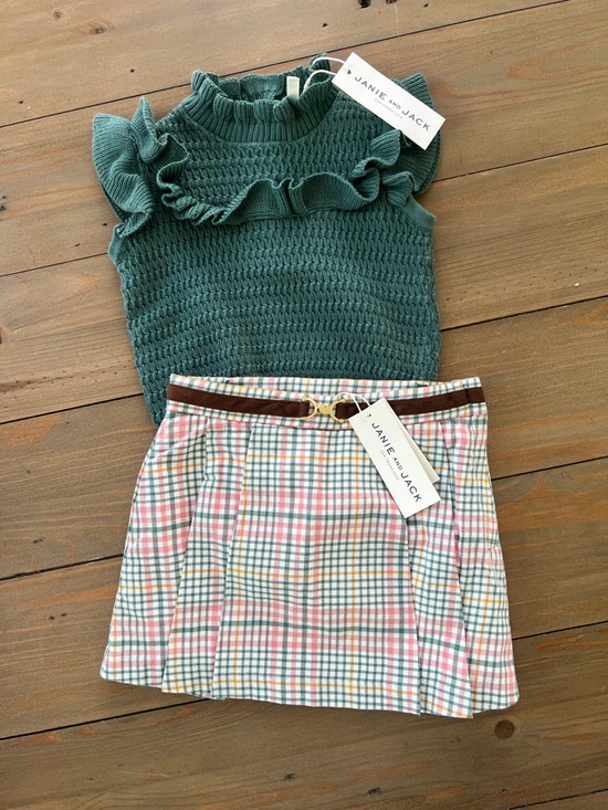 Janie and Jack Other - NWT Janie and Jack Pink Green Plaid Skirt with Yellow Accents
